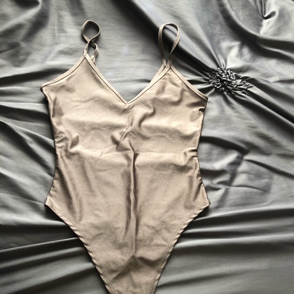 Bronze Spaghetti Strap Bodysuit - Picture 2 of 4